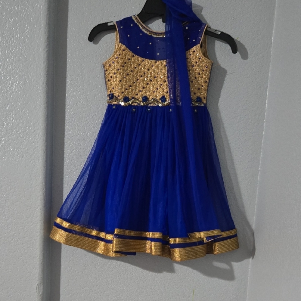 Blue and Gold Kids Dress